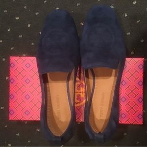 Tory Burch Navy Suede Flats